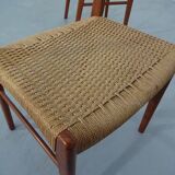 Set of Teak and Paper Cord Dining Chairs by Ejner Larsen for Glyngøre Stolefabrik, 1960s