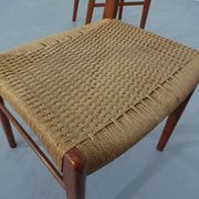Set of Teak and Paper Cord Dining Chairs by Ejner Larsen for Glyngøre Stolefabrik, 1960s