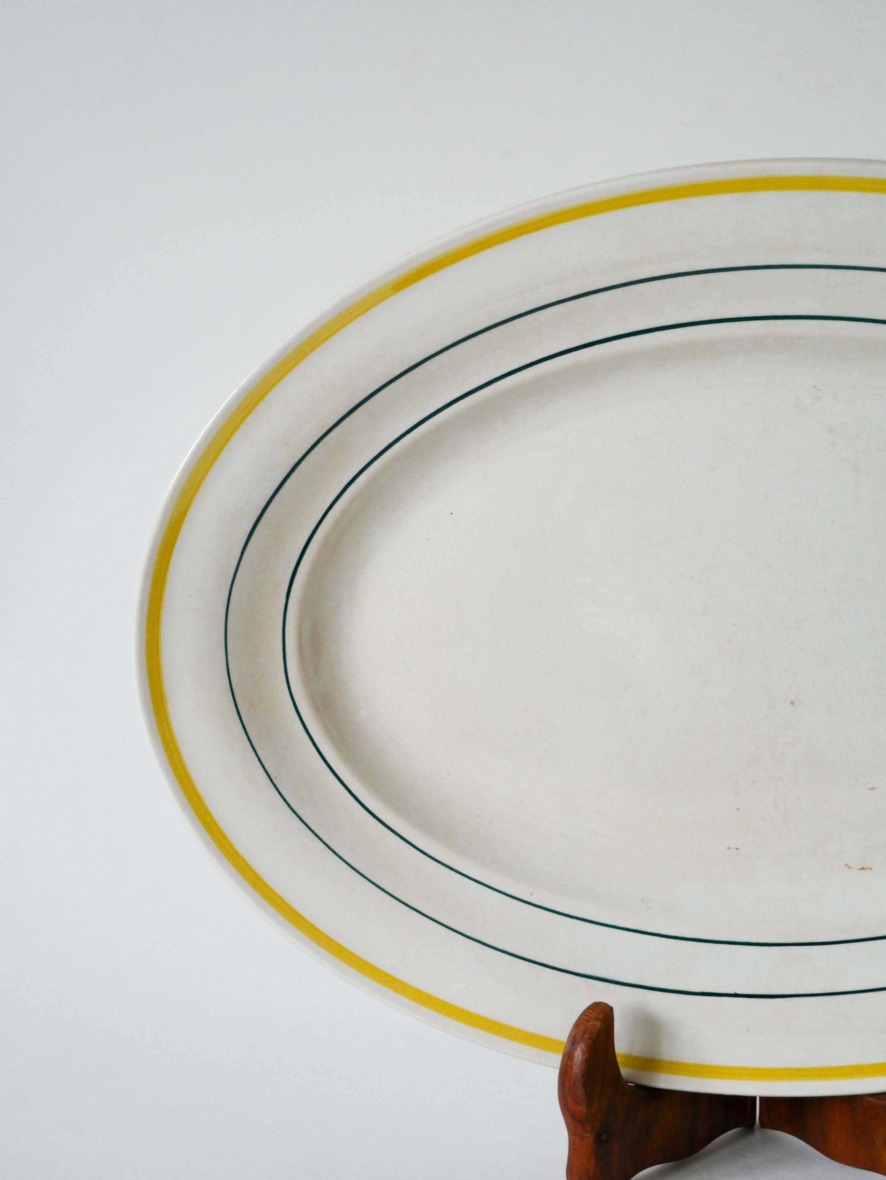 Oval dish with yellow borders st amand model "trouville", 1960