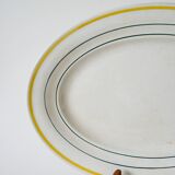 Oval dish with yellow borders st amand model "trouville", 1960