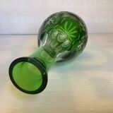 Green cut crystal bottle