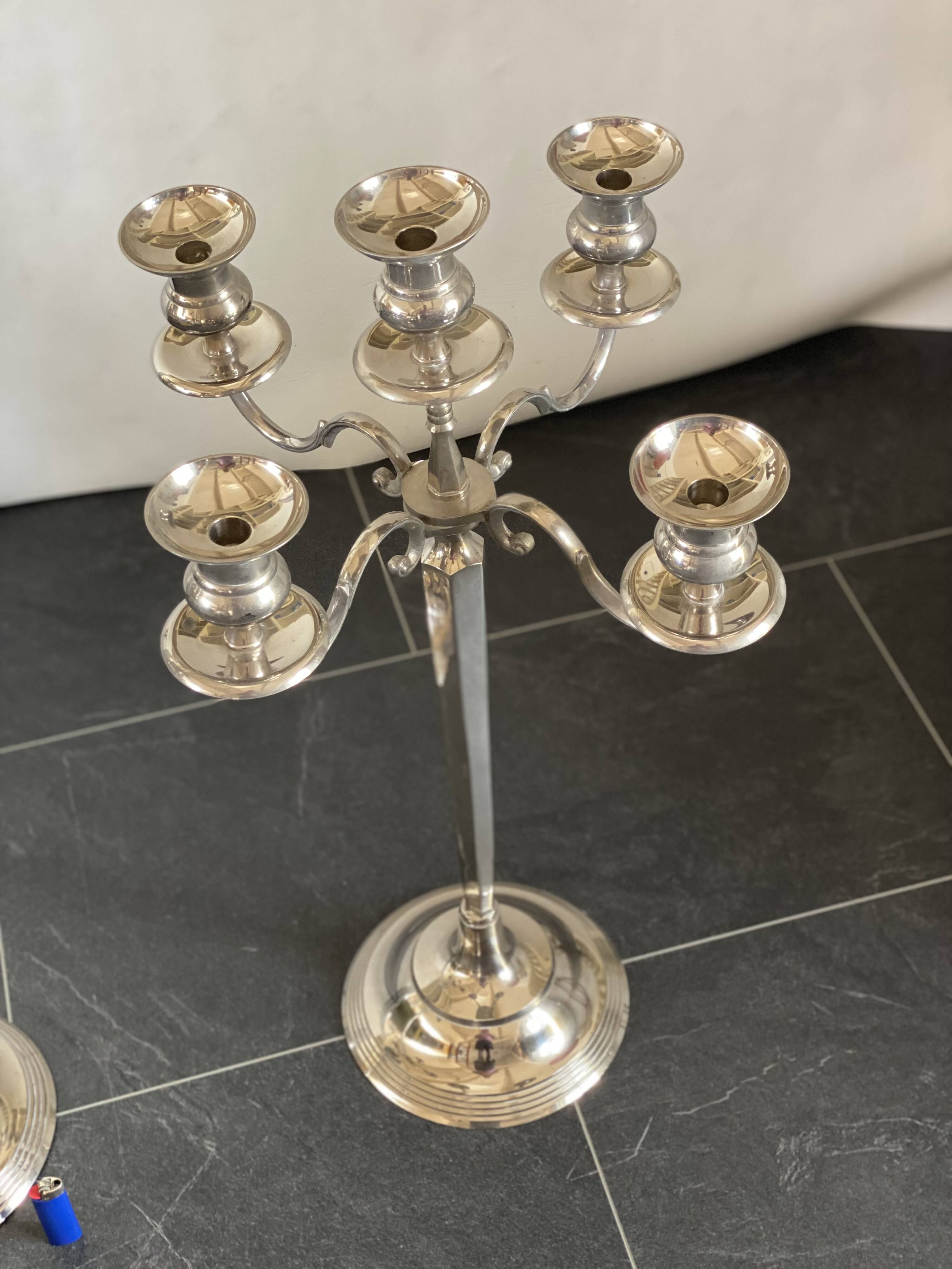 Pair of extra large floor metal candelabras