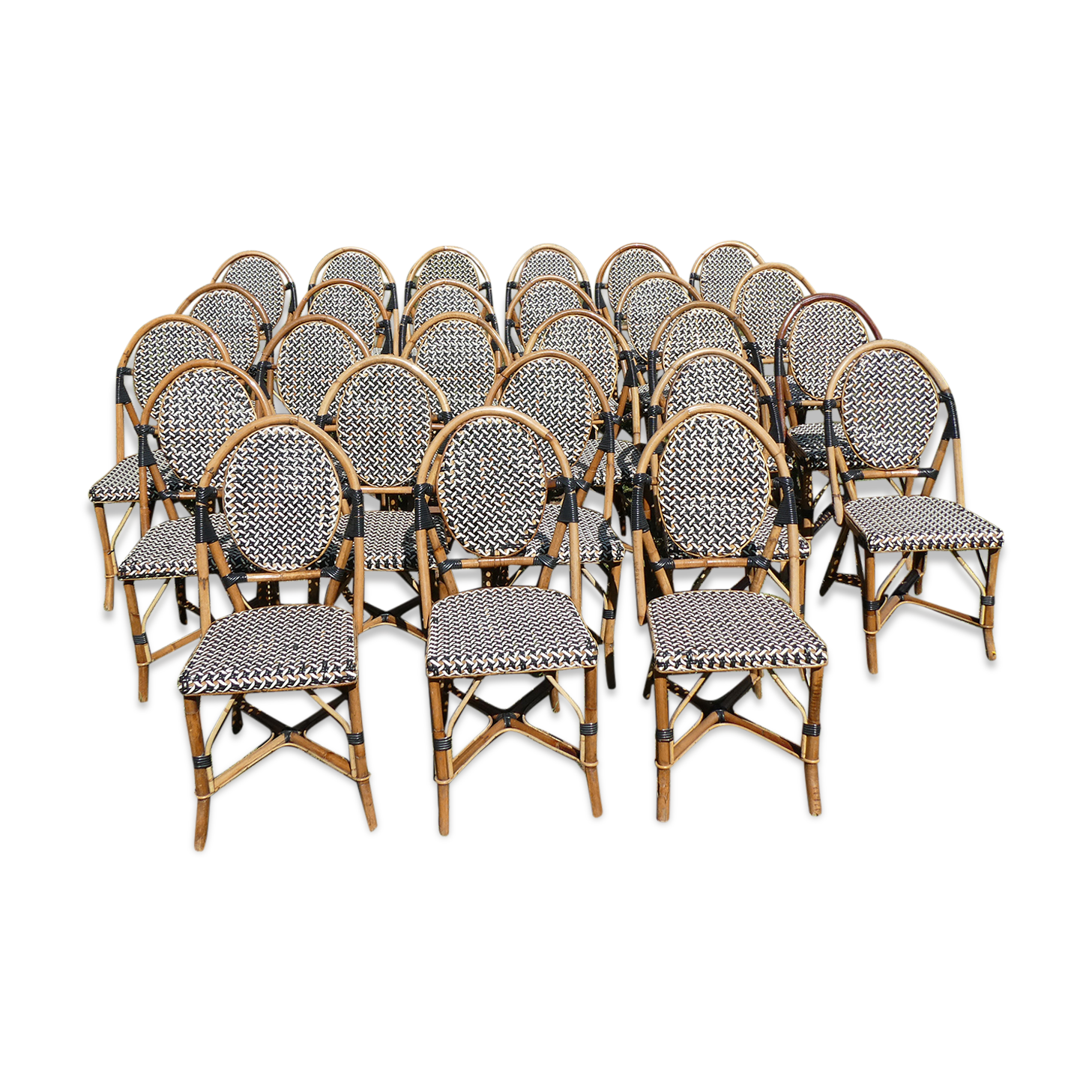 Lot of chairs Bistro terrace type Paris in rattan & braiding