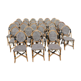 Lot of chairs Bistro terrace type Paris in rattan & braiding