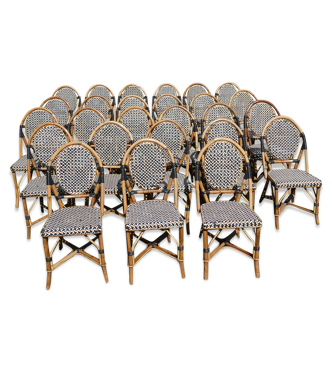 Lot de chaises bistrot de terrasse type parisienne en rotin & tressage |  Selency