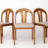 Set of 4 Vintage Dining Chairs by Lübke – Germany 1970s – Cherrywood & Grey