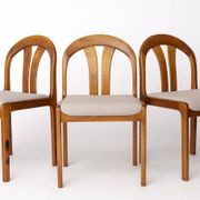 Set of 4 Vintage Dining Chairs by Lübke – Germany 1970s – Cherrywood & Grey