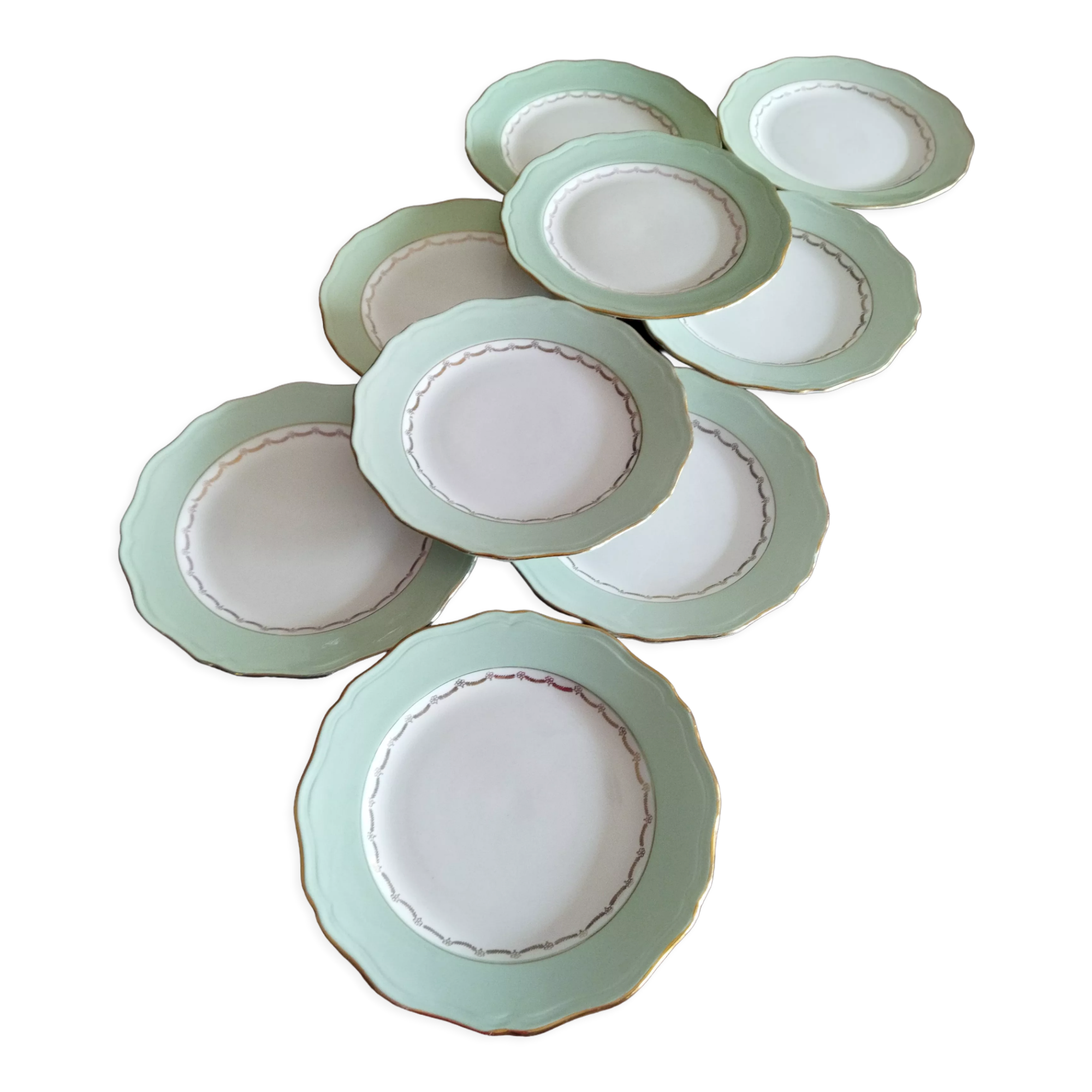 9 assiettes plates L'Amandinoise "Cafés Nico"