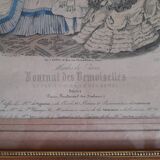 Ensemble de 2 cadres dorés gravure ancienne "Petit courrier des Dames" "journal des Demoiselles"