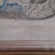 Set of 2 golden frames old engraving "Petit courier des Dames" "journal des Demoiselles"