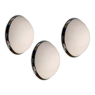 Appliques en verre opalin, années 1980, lot de 3