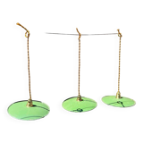 Trio de suspension vintage abat jour tole émaillée fils dorés