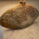 Signed Vallauris lamp, rattan lampshade from the 70s