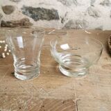 6 50s Wine Glasses, Art Deco pattern. Chiseled glass