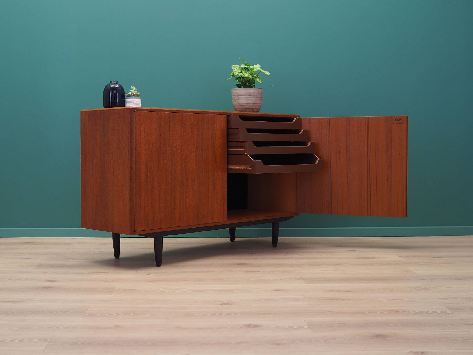Teak cabinet, Scandinavian design, 1960s, designer: Bertil Fridhagen, manufacture: Bodafors