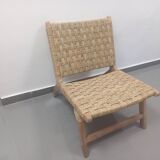 Chair woven from palm leaves