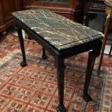 Console sofa back solid wood carved marble yellow vein Indochina late nineteenth