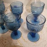 6 seventies/eighties stemmed glasses with fruity decoration