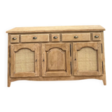 Antique enfilade / solid raw oak sideboard with caning