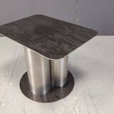 Ecthed metal brutalist side table, 1970s