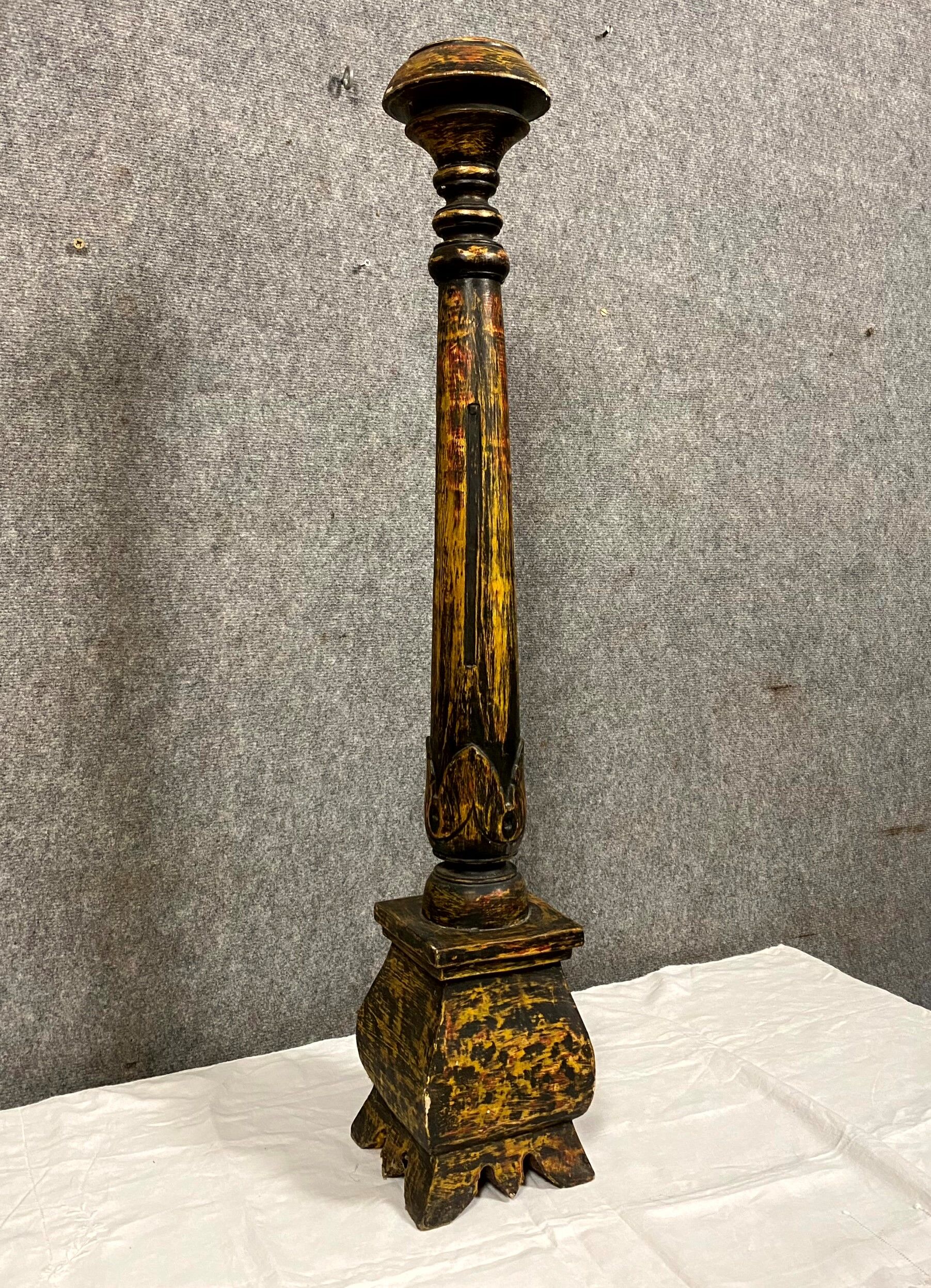 Candle period 18th century in polychrome wood