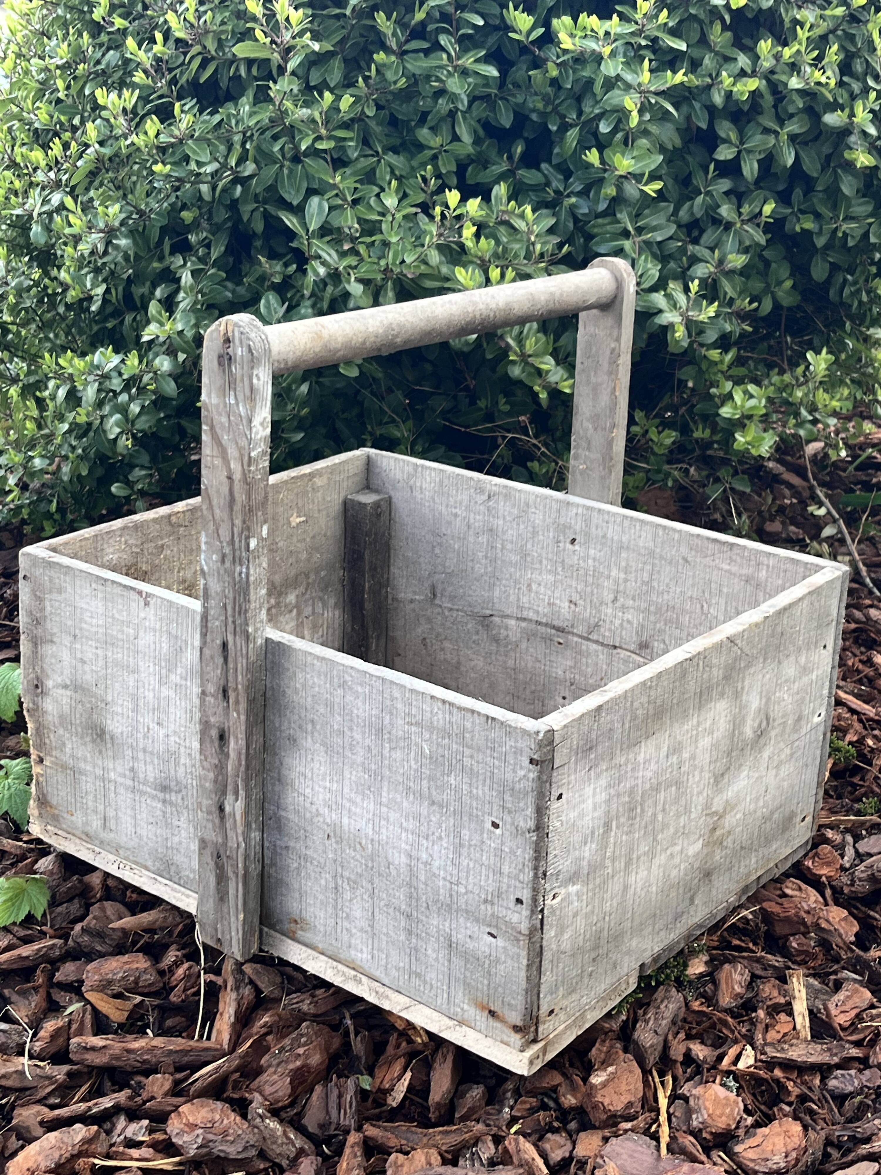Wooden basket for the garden or workshop, folk art