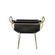 Bar stool with a vintage brass backrest and black leather.
