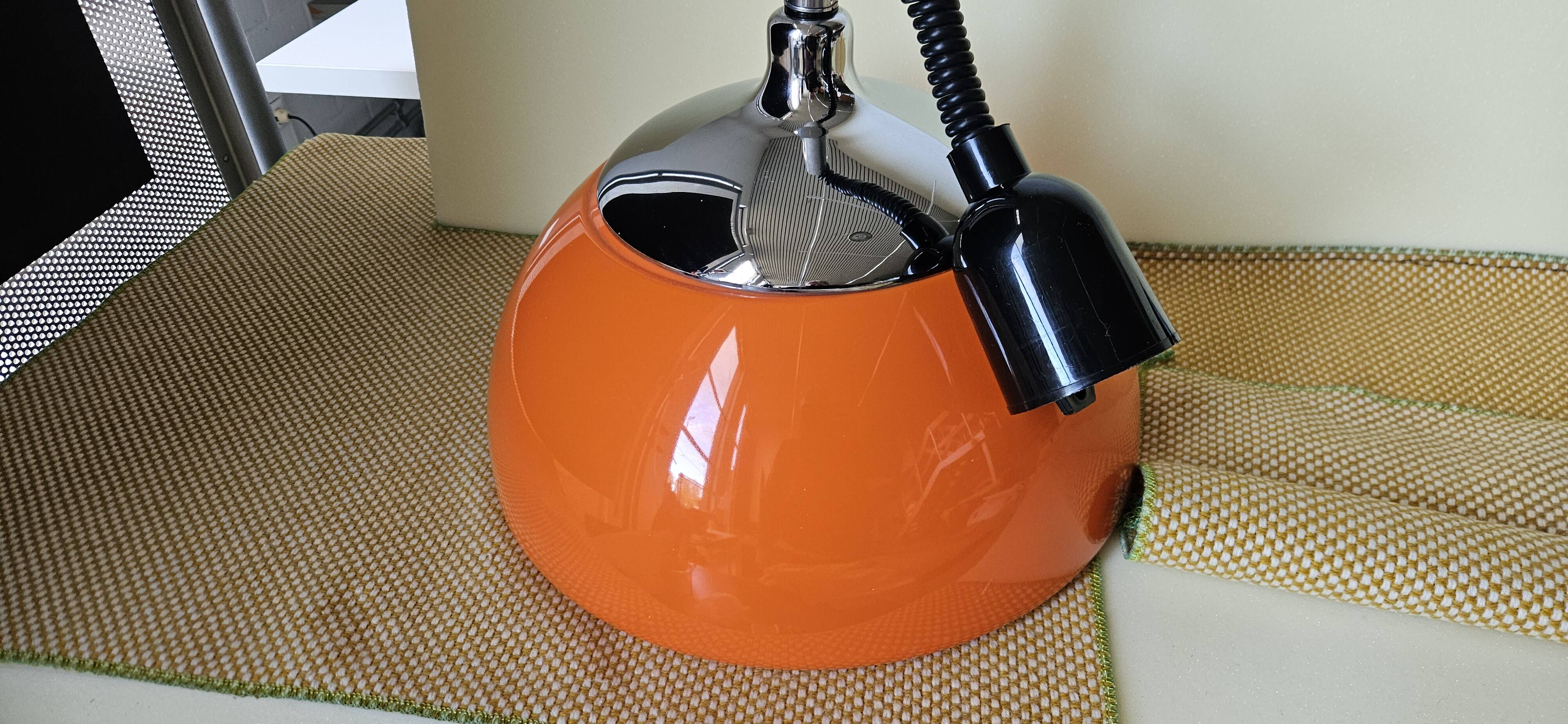 Orange and chrome space age pendant lamp