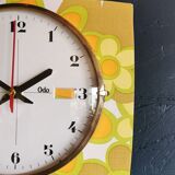 Vintage formica clock rectangular silent wall pendulum "Odo flowers"