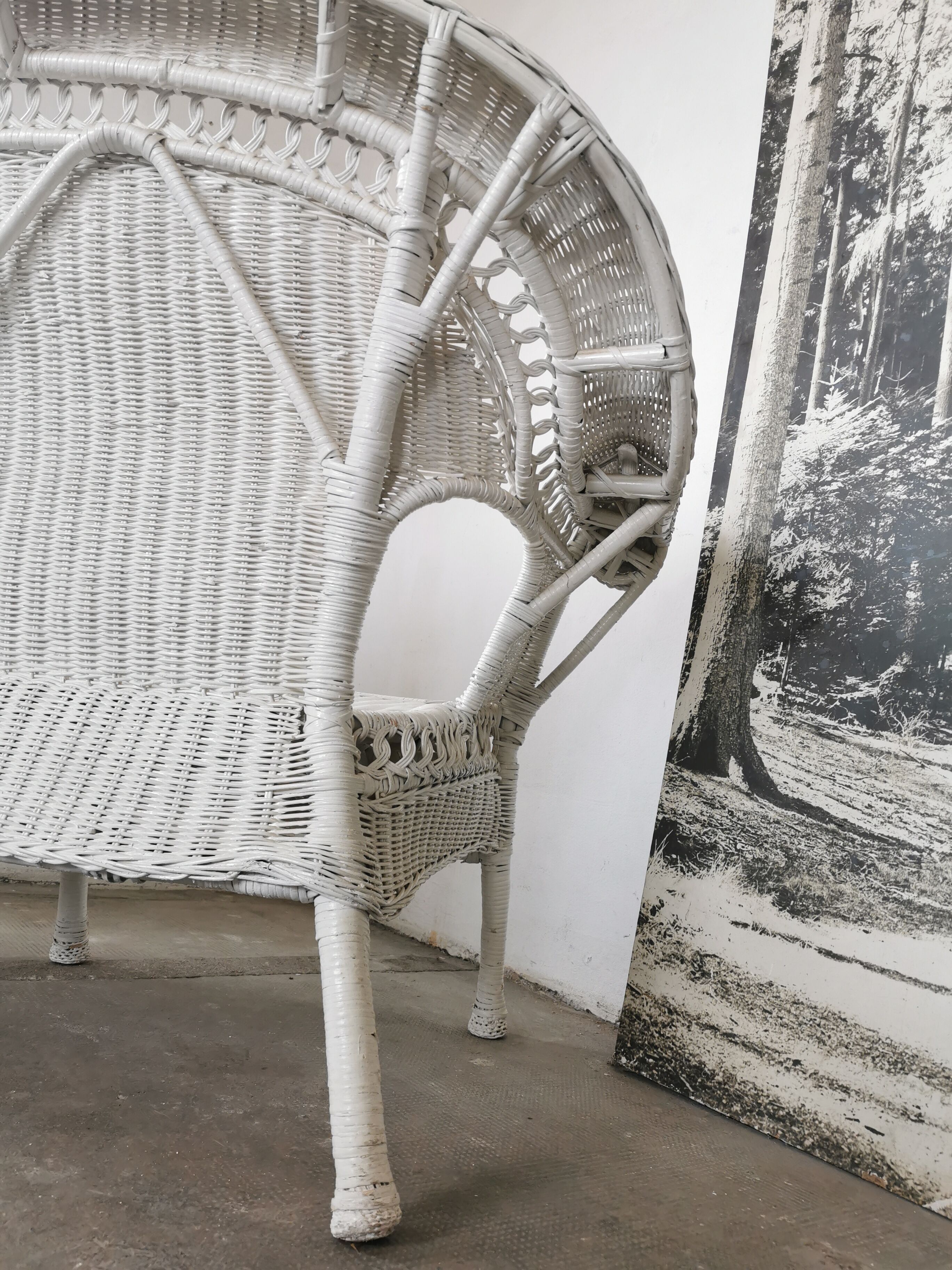 Wicker bench, rattan