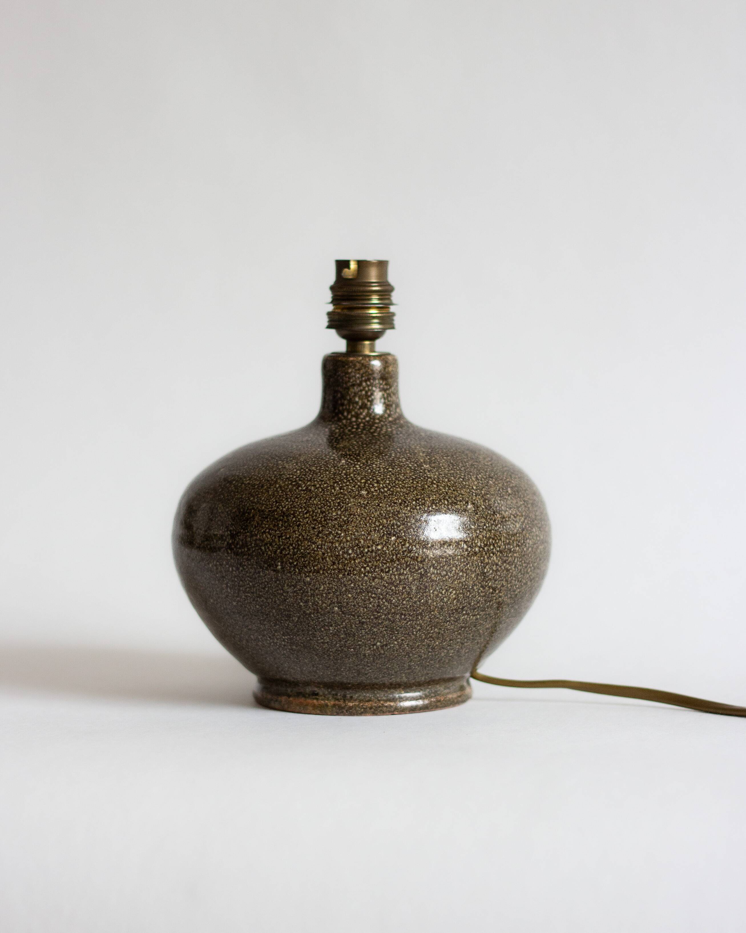Mouse grey stoneware lamp base, 1960s