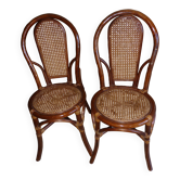 Pair of vintage bamboo rattan chairs