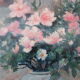 Oil on wood bouquet of flowers signed Dyf