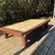 Large vintage 1960s oak and ceramic coffee table.