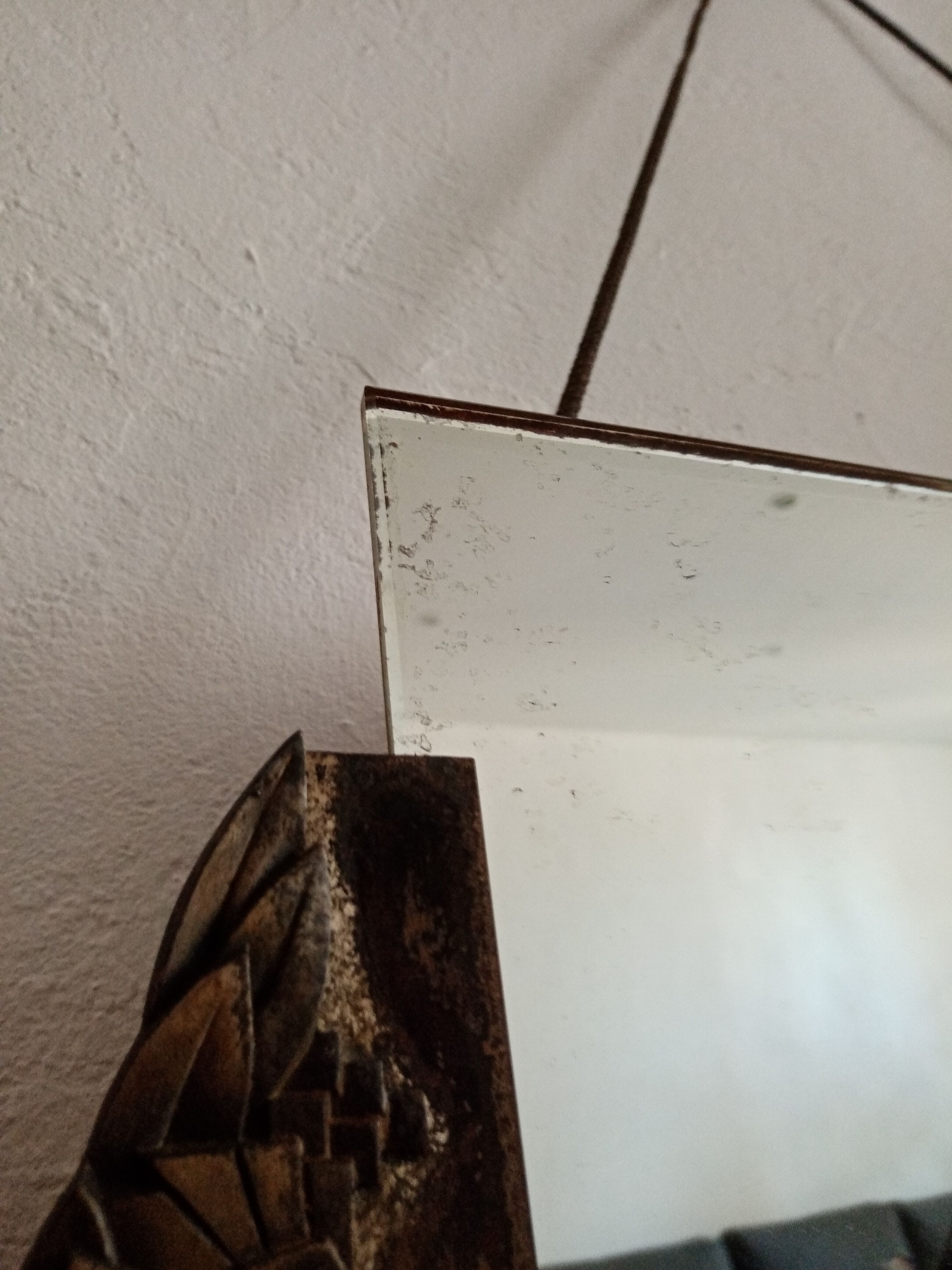 Old Art Deco mirror metal pompoms 45x75cm