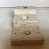 Trio of travertine candlesticks