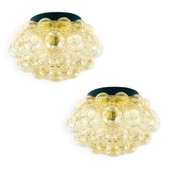 Pair of Large Mid-Century Bubble Glass Ceiling Lights by Helena Tynell for Limburg, Germany, 1970s