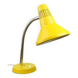 Lampe de bureau réglable en métal peint jaune et bras spiral chromé de TEP, années 1970