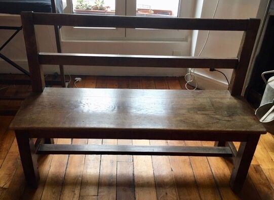 Old solid wood back bench