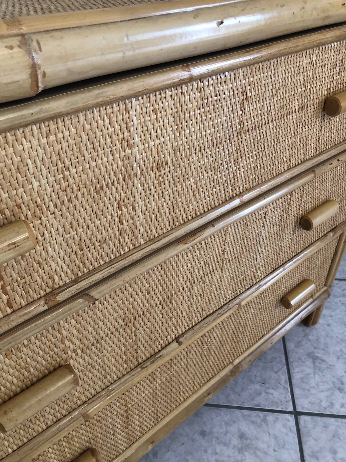Commode bambou et rotin