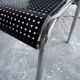Set of 2 black perforated metal chairs with chrome frame, 1980s industrial-modern design