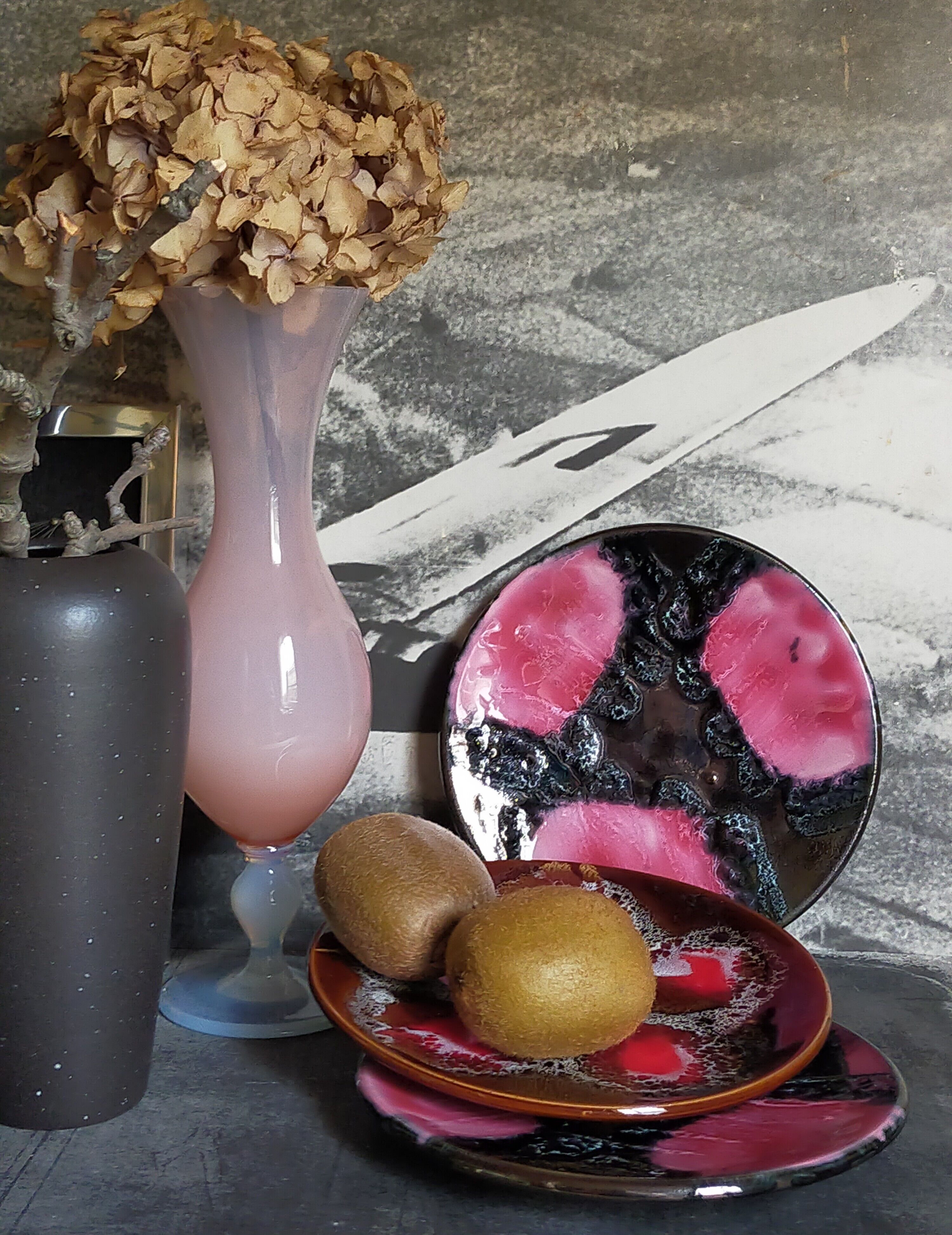 Three ceramic dessert plates from Vallauris 50s