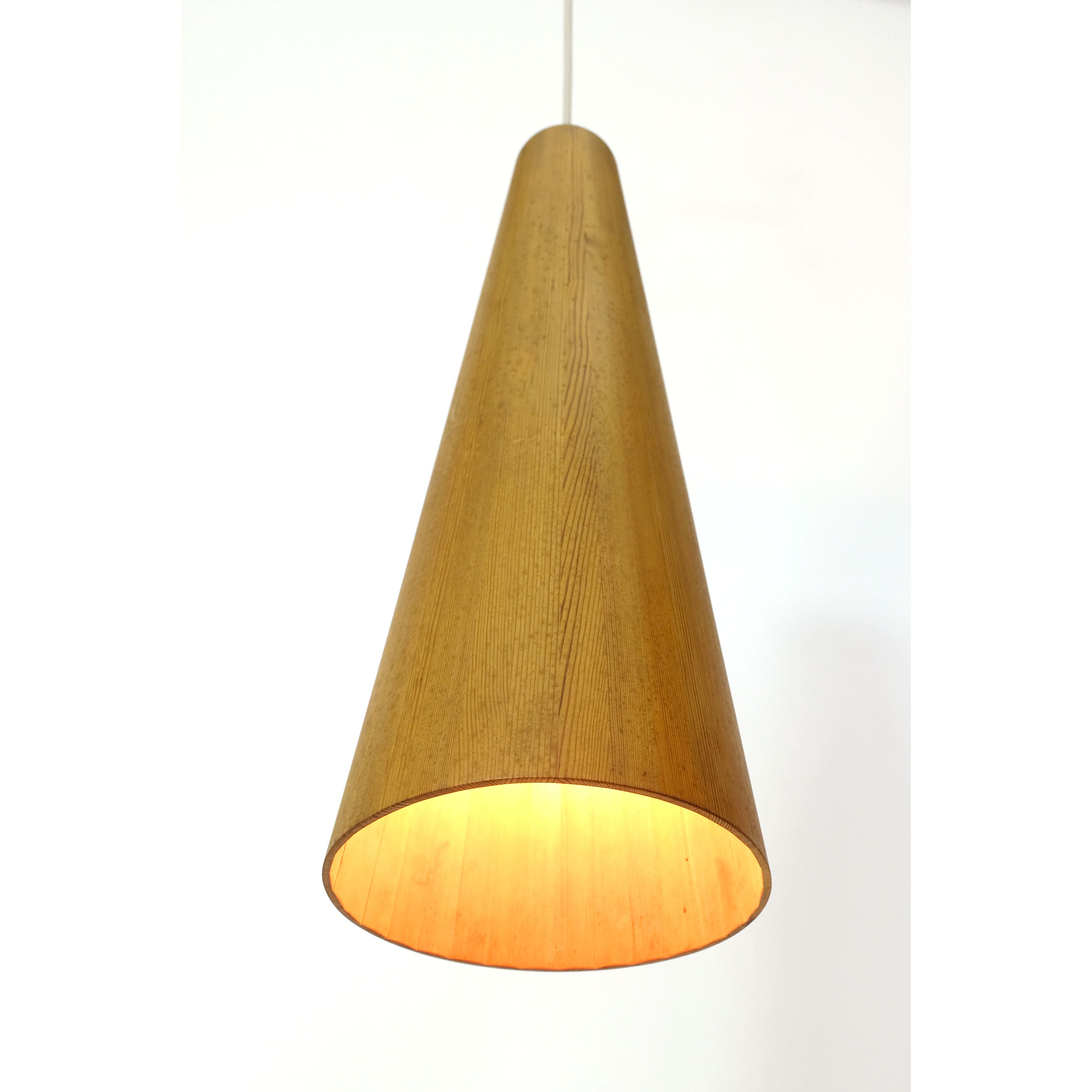Jorgen Wolf, pine conical hanging lamp, 1960