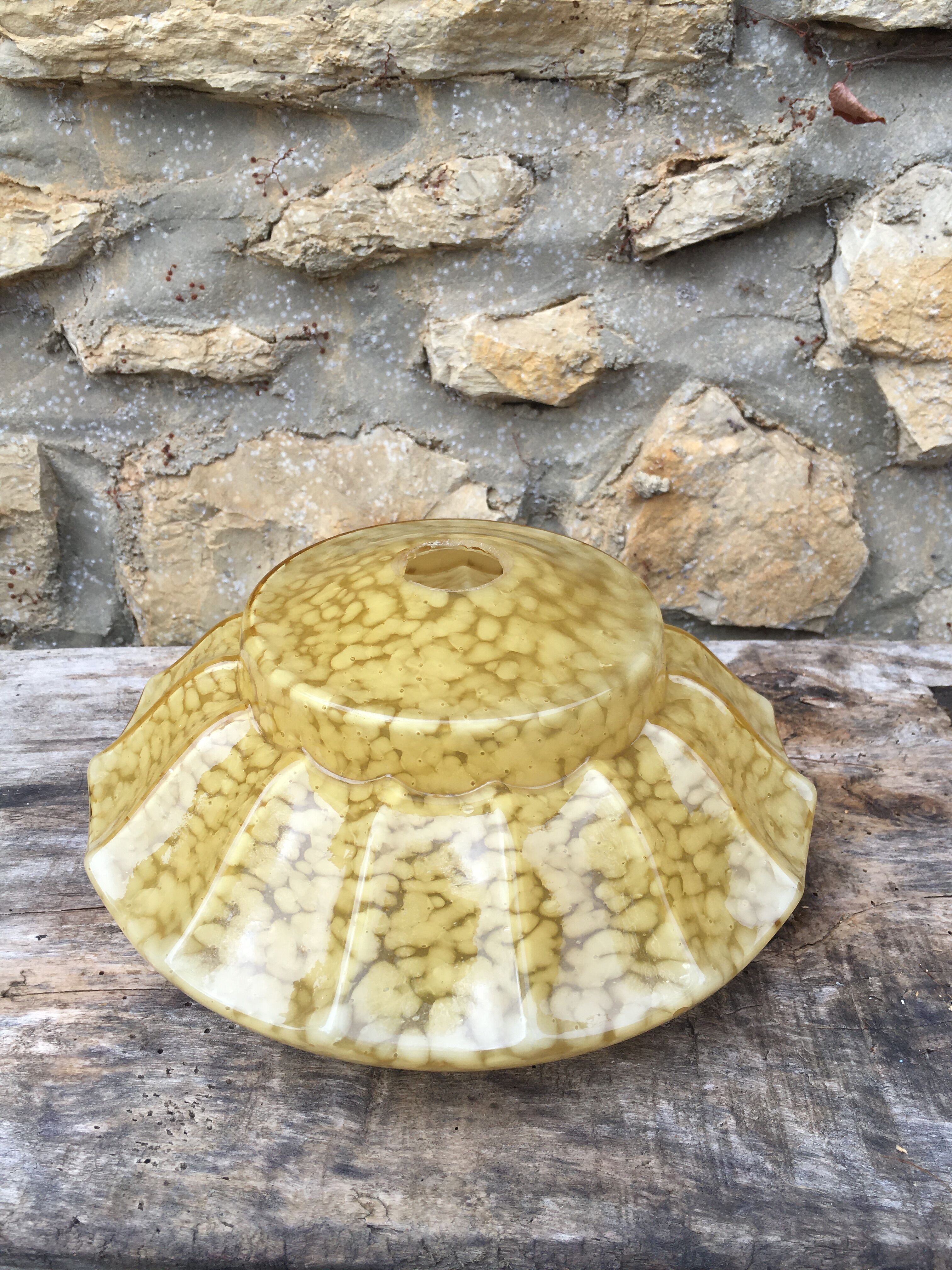 Yellow Clichy glass pendant lamp