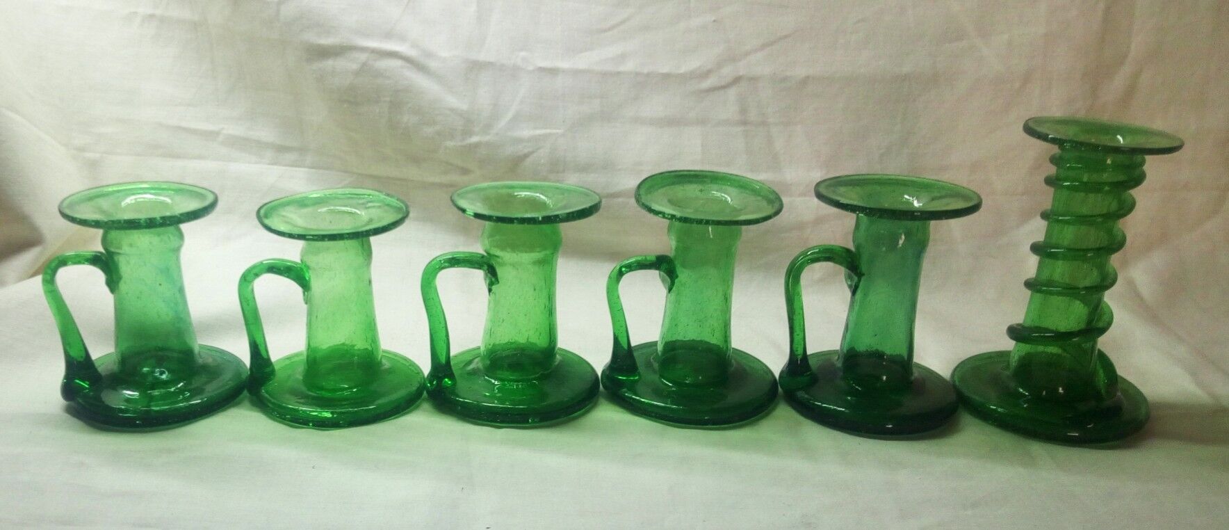 Set of 6 blown glass candle holders