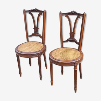 Pair of Louis XVI style walnut chairs