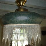 Pendant lamps in polished glass with bead fringe, Ø 40 cm