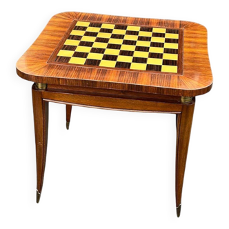 Art deco style mahogany and veneer game table