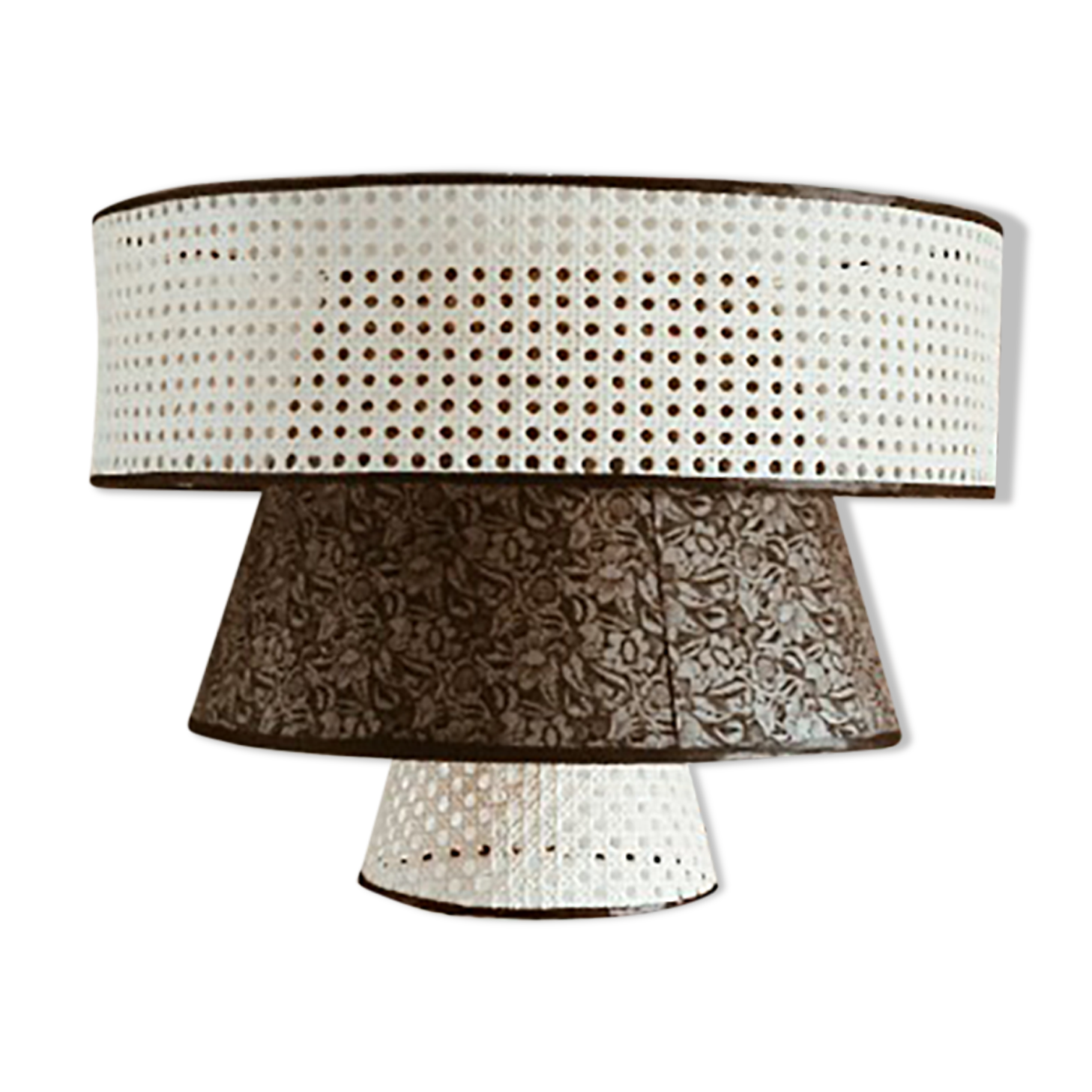 Large triple lampshade in cannage
