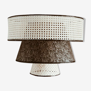 Large triple lampshade in cannage